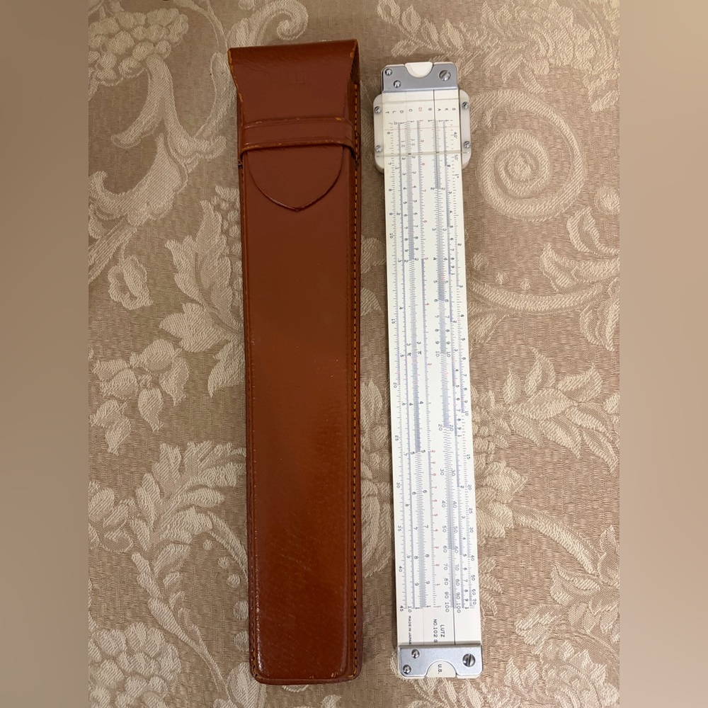 LUTZ Lutz Slide Rule No. 102 S Brown Leather Case Vintage PreOwned Estate Sale